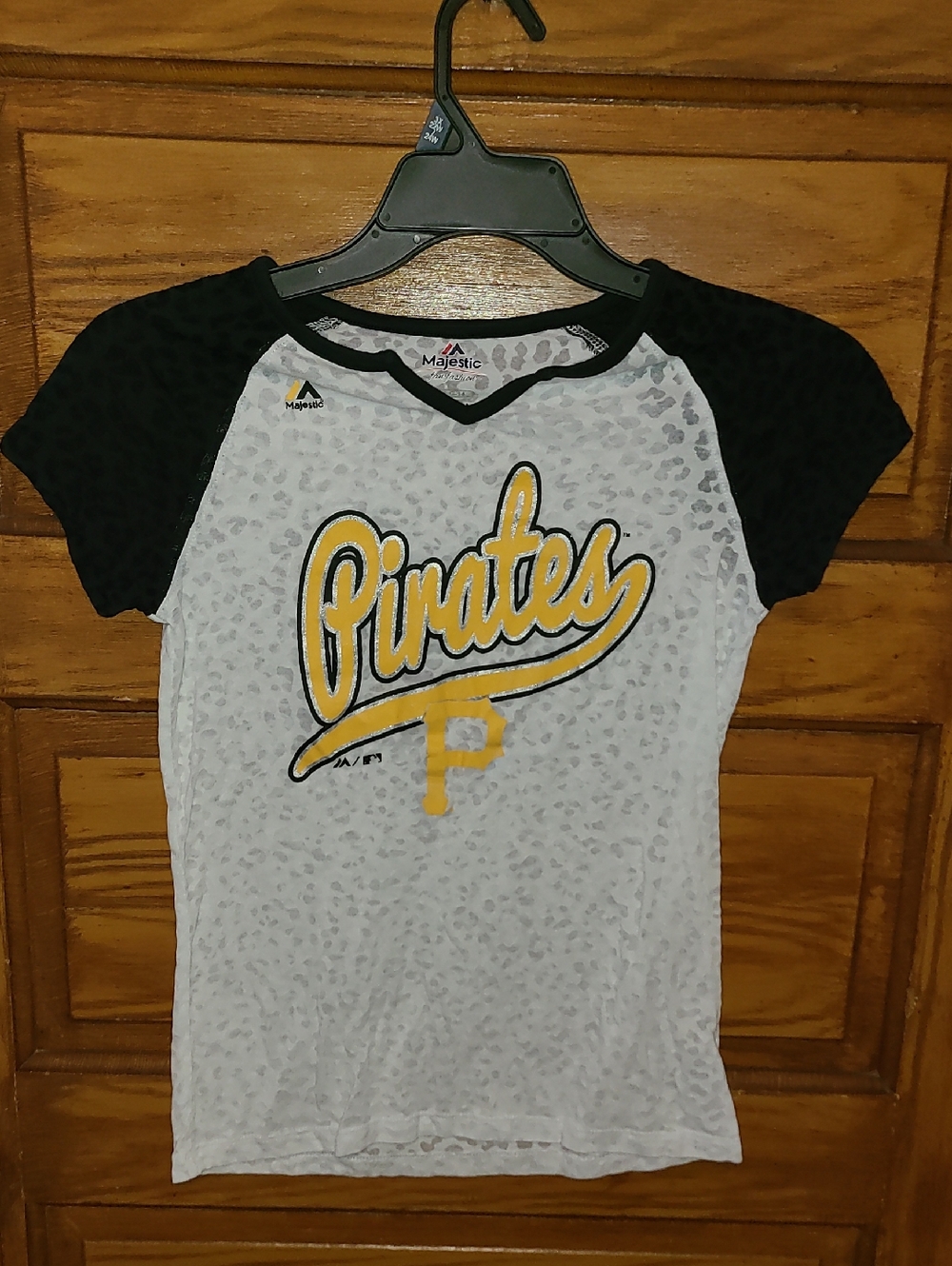 Majestic Kids Pittsburgh Pirates White & Black Tee with Yellow Logo